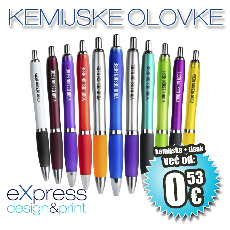 Kemijske olovke s tiskom, UV tisak na kemijske olovke. Najbolja cijena.